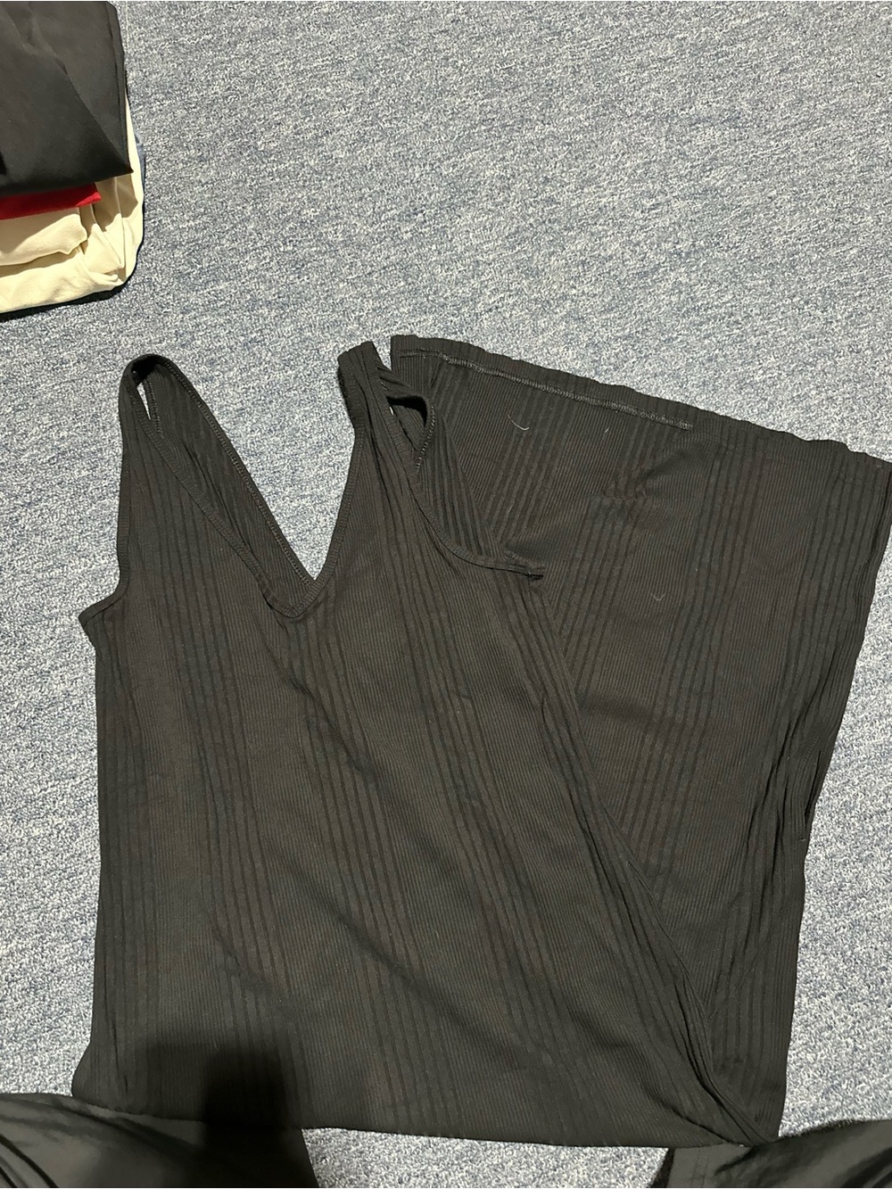 Banana Republic Black Ribbed V-Neck Midi Dress